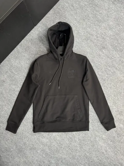 Hermes Nakış Logo Hoodie, Siyah