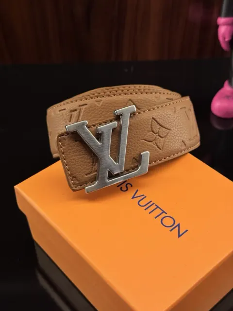 Louis Vuitton Gri Toka Deri Kemer, Kahverengi