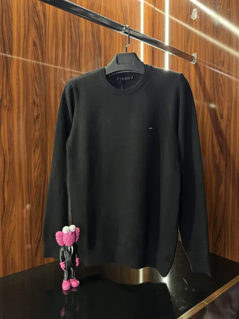 Tommy Hilfiger Nakış Logo Triko, Siyah
