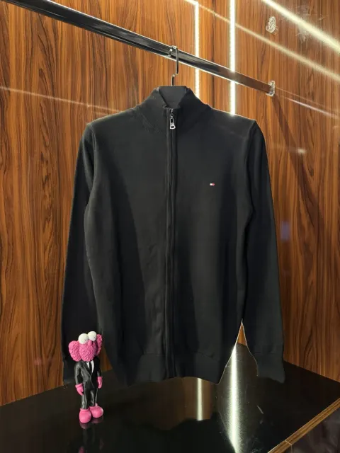 Tommy Hilfiger Nakış Logo Triko Hırka, Siyah