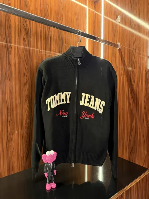 Tommy Hilfiger Süzene Logo Triko Hırka, Siyah
