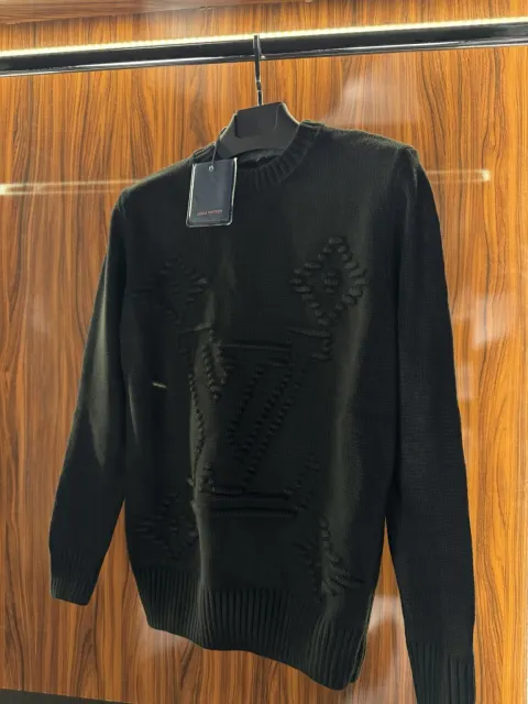 Louis Vuitton Nakış Logo Örme Kazak, Siyah