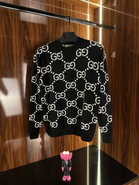 Gucci Monogram Logo Örme Kazak, Siyah