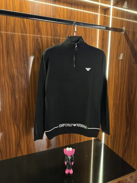 Armani Nakış Logo Triko, Siyah