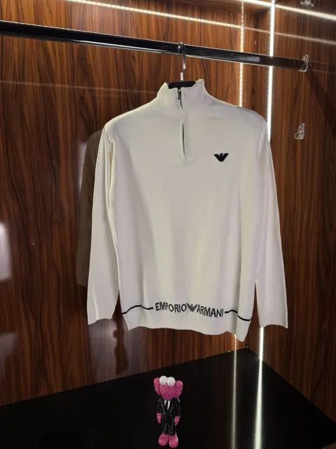 Armani Nakış Logo Triko, Beyaz
