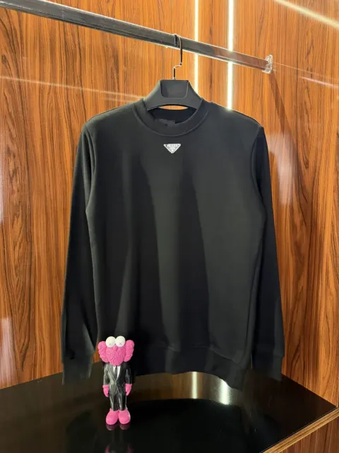 Prada Yaka Metal Logo Sweatshirt, Siyah