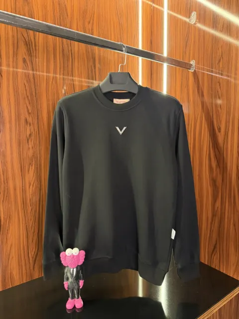 Valentino Yaka Metal Logo Sweatshirt, Siyah