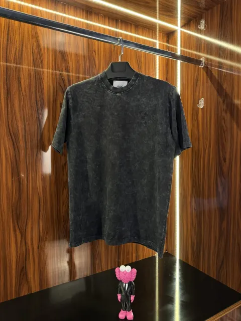 Ami Desenli Nakış Logo T-Shirt, Siyah