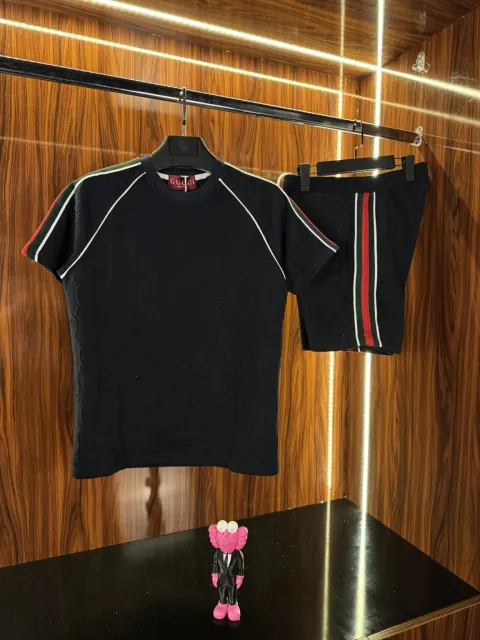 Gucci Monogram Logo Şort Takım, Lacivert