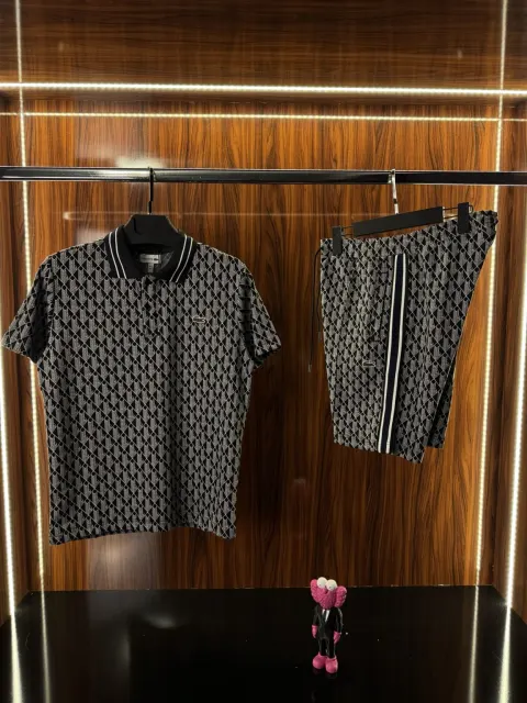 Lacoste Monogram Polo Yaka Takım, Siyah