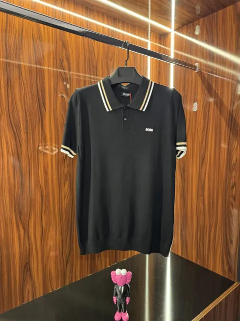 Hugo Boss Metal Logo Polo Yaka Örme Triko, Siyah