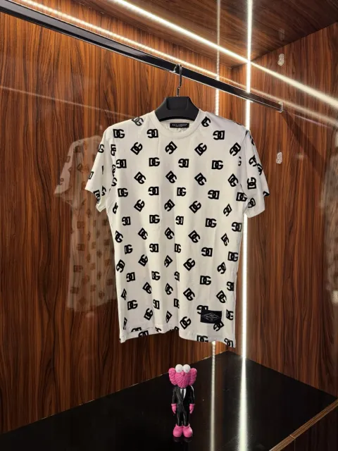 Dolce Gabbana Kadife Logo T-Shirt, Beyaz