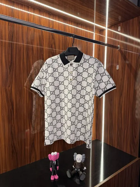Gucci Monogrom Logo Polo Yaka, Beyaz