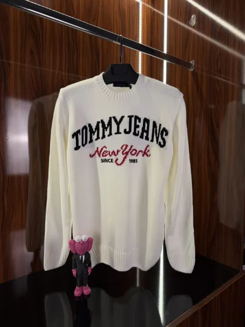 Tommy Hilfiger Nakış Logo Kazak, Beyaz