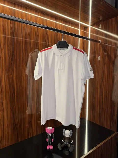 Moncler Omuz Şeritli Polo Yaka, Beyaz