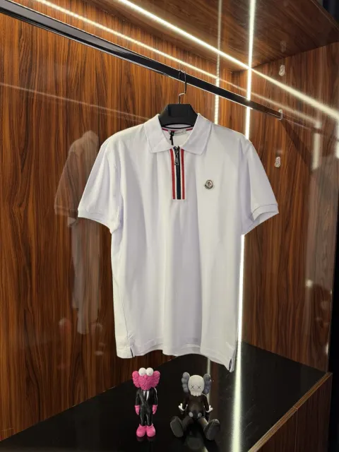 Moncler Fermuar Detay Polo Yaka, Beyaz