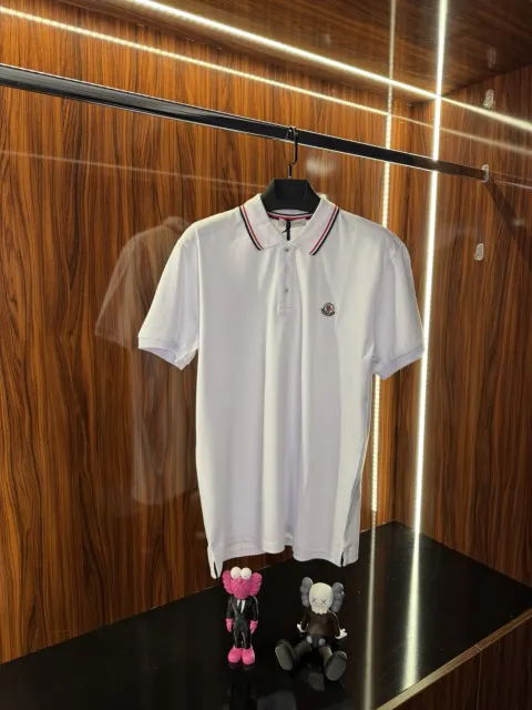 Moncler Şeritli Polo Yaka, Beyaz
