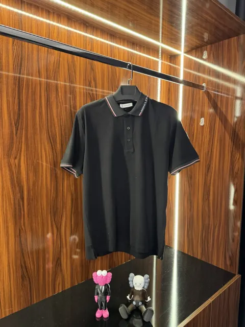 Moncler Şeritli Polo Yaka, Siyah