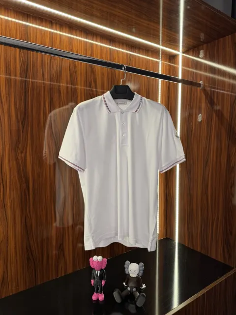 Moncler Şeritli Polo Yaka, Beyaz
