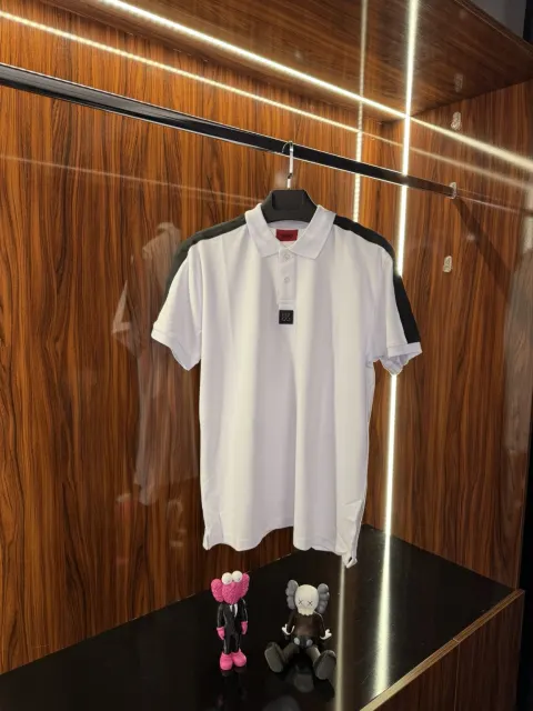 Hugo Boss Omuz Şeritli Polo Yaka, Beyaz