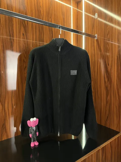 Dolce Gabbana Metal Logo Triko Hırka, Siyah