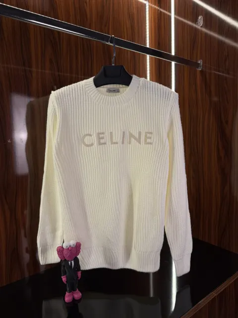 Celine Nakış Logo Kazak, Beyaz