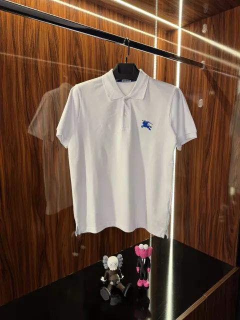 Burberry Nakış Logo Polo Yaka, Beyaz