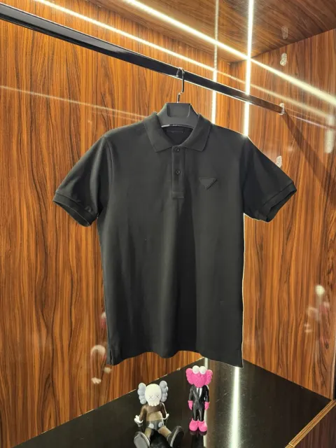 Prada Nakış Logo Polo Yaka, Siyah
