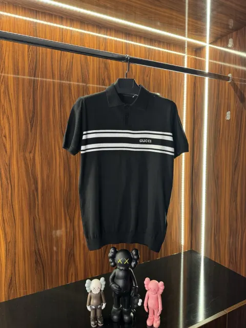 Gucci Şeritli Polo Triko, Siyah