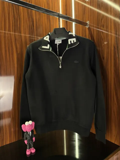Lacoste Yaka Detay Yarım Fermuar, Siyah