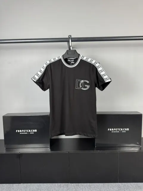 Dolce Gabbana Şeritli T-Shirt, Siyah