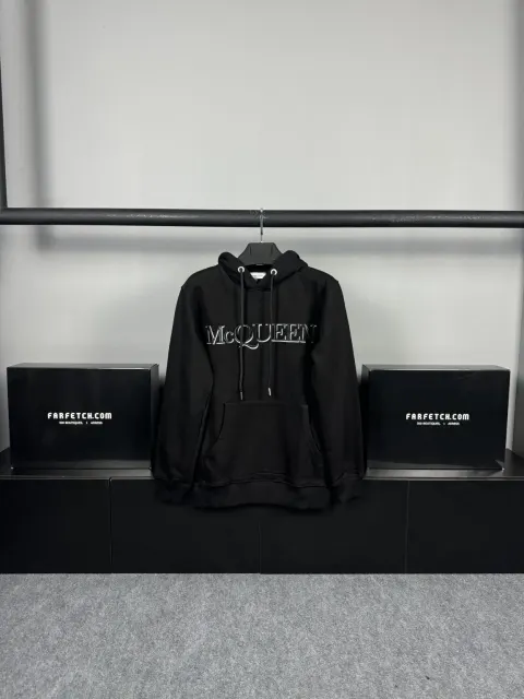 Alexander McQueen Logo Hoodie, Siyah