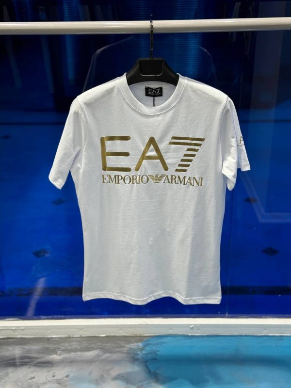 Emporio Armani Gold Logo T-Shirt | Beyaz