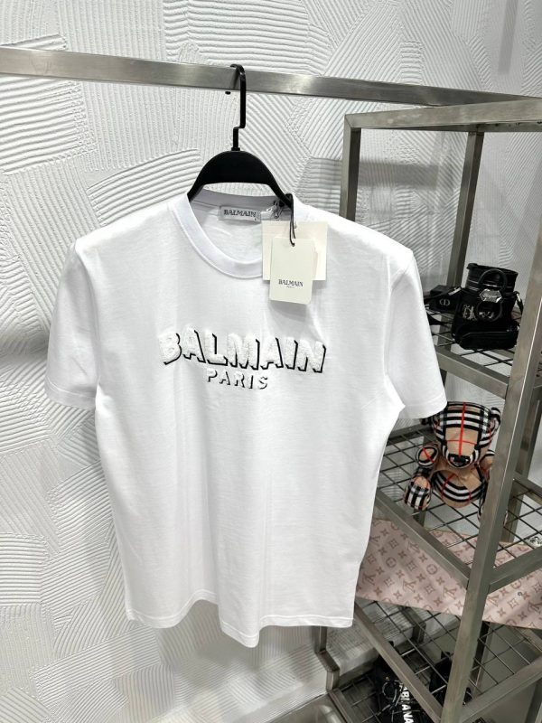 Balmain Nakış Logo T-Shirt | Beyaz