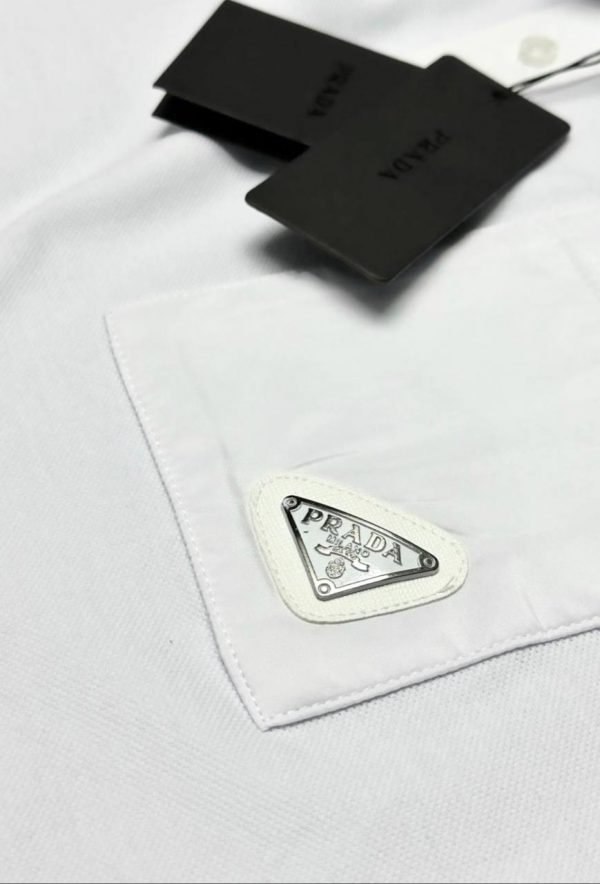 Prada Metal Logo Polo Yaka | Beyaz - Image 2