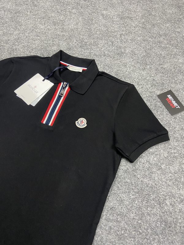 Moncler Fermuarlı Polo Yaka | Siyah - Image 2