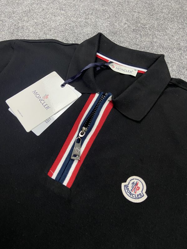 Moncler Fermuarlı Polo Yaka | Siyah - Image 3