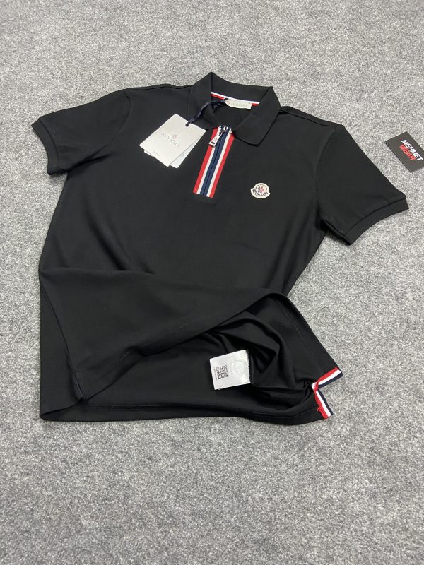 Moncler Fermuarlı Polo Yaka | Siyah - Image 4