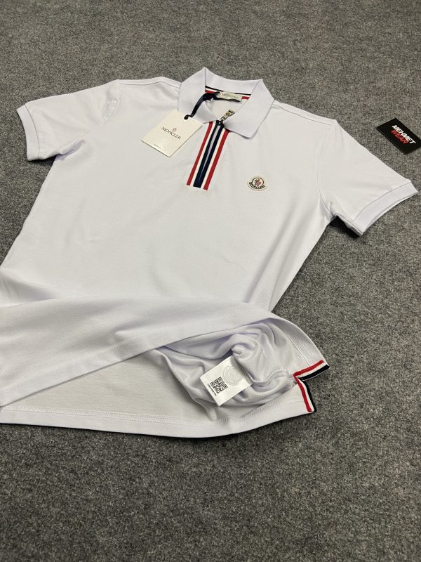 Moncler Fermuarlı Polo Yaka | Beyaz - Image 3