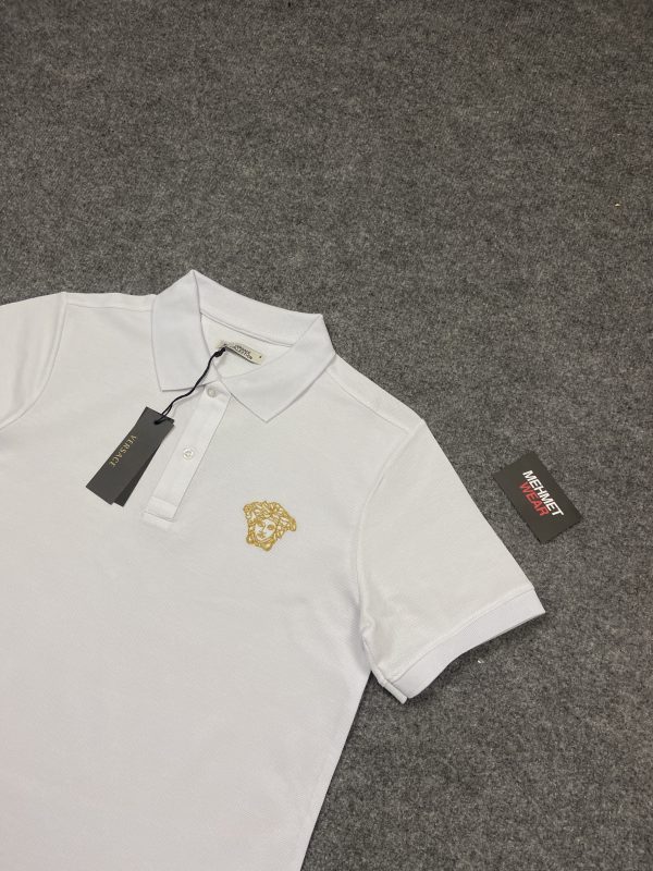 Versace Nakış Logo Polo Yaka | Beyaz - Image 2