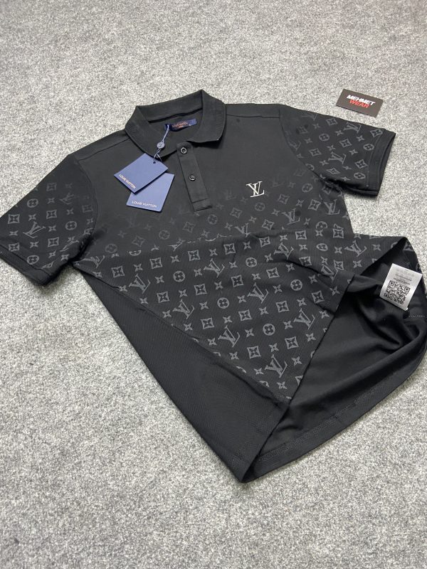 Louis Vuitton Nakış Logo Polo Yaka | Siyah - Image 4