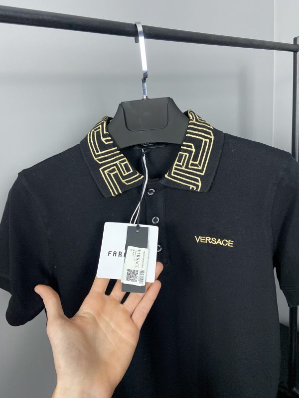 Versace Nakış Logo Polo Yaka | Siyah - Image 3