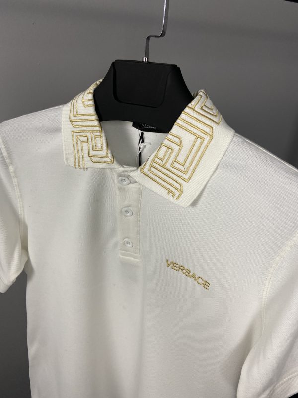 Versace Nakış Logo Polo Yaka | Beyaz - Image 2