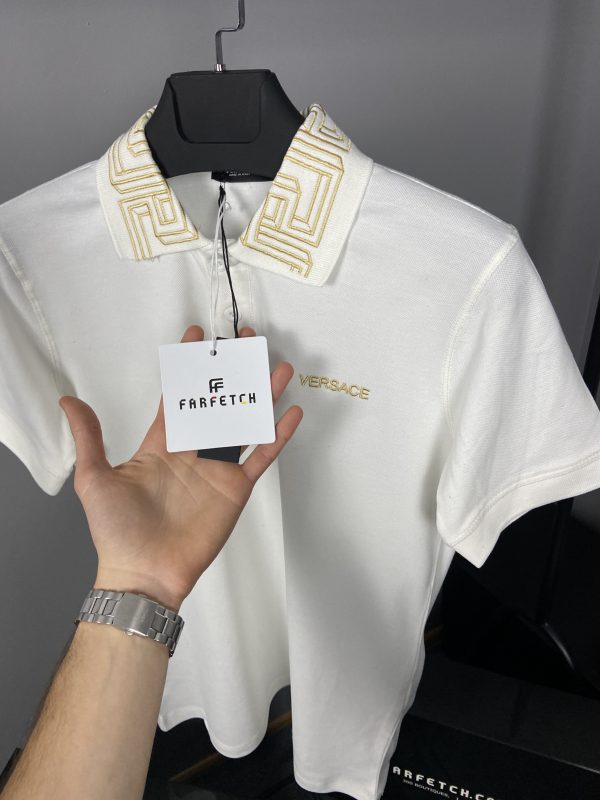 Versace Nakış Logo Polo Yaka | Beyaz - Image 3