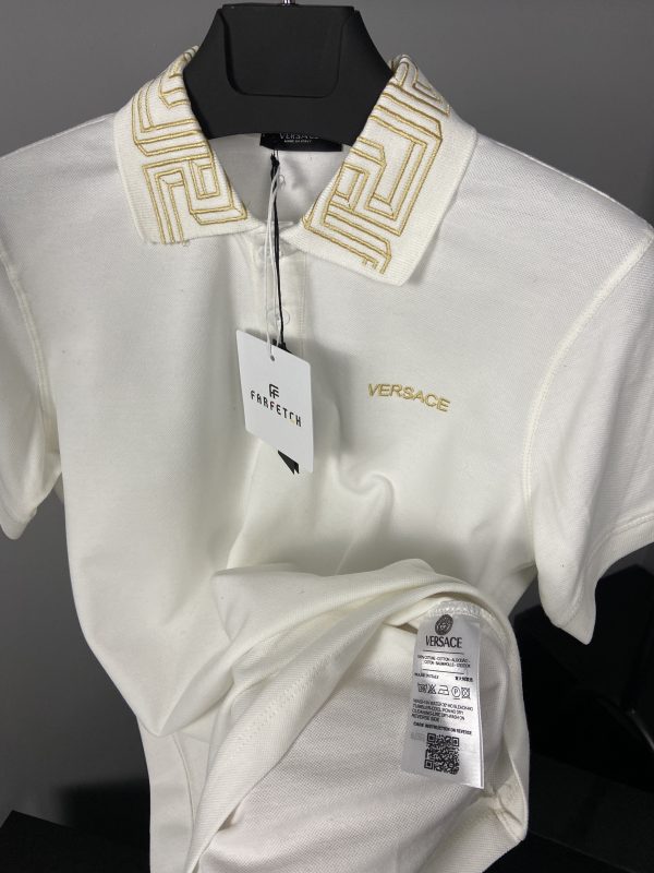 Versace Nakış Logo Polo Yaka | Beyaz - Image 4