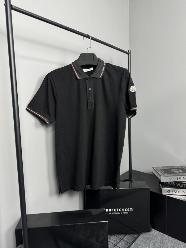 Moncler Şeritli Polo Yaka | Siyah