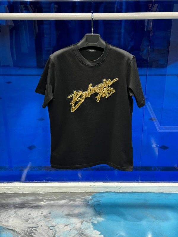 Balmain Gold İşleme T-Shirt | Siyah