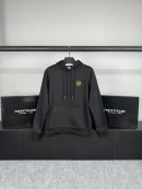 Hermes Nakış Turuncu Logo Hoodie | Siyah