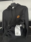 Hermes Nakış Turuncu Logo Hoodie | Siyah