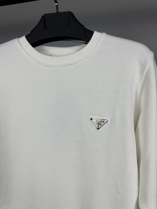 Prada Metal Logo Sweatshirt | Beyaz - Image 2